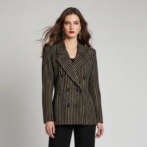 Vintage Yves Saint Laurent Rive Gauche Blazer 36 US S  Black Brown Stripe Jacket